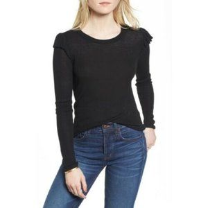 Madewell Ruffle Ribbed Knit Longsleeve Shirt